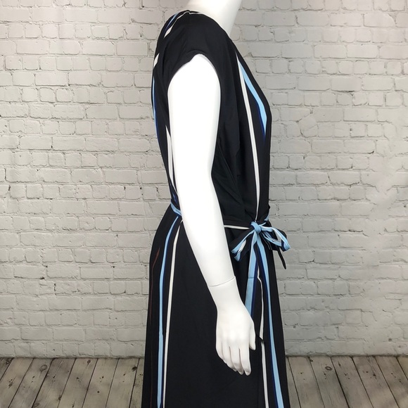 16W 24W Alfani Black & Blue Stripe Dress Plus Size - Picture 5 of 5